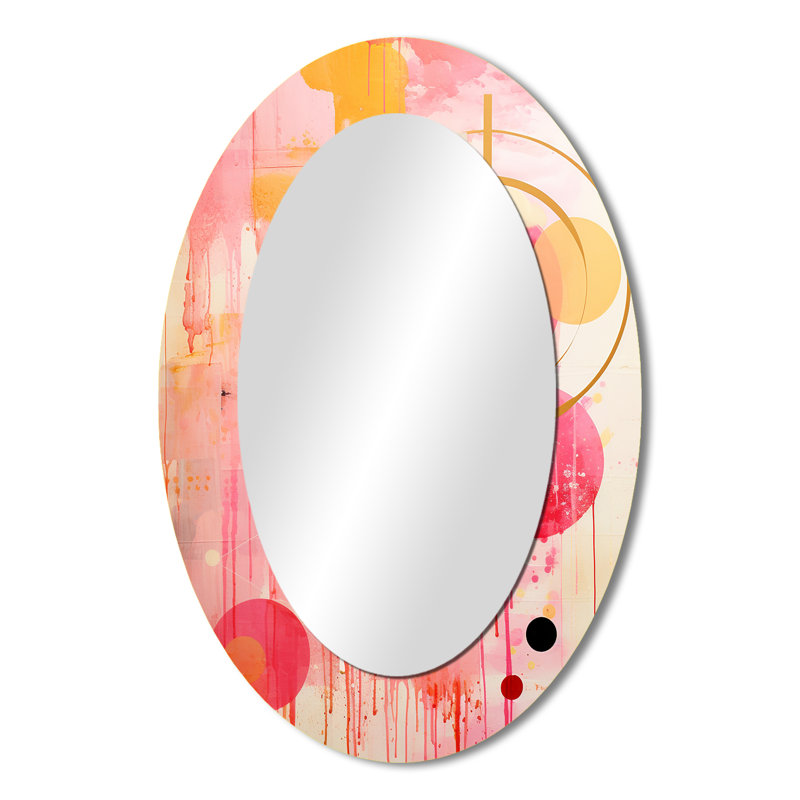Miroir mural rose et rose, H 36 po x l 24 po