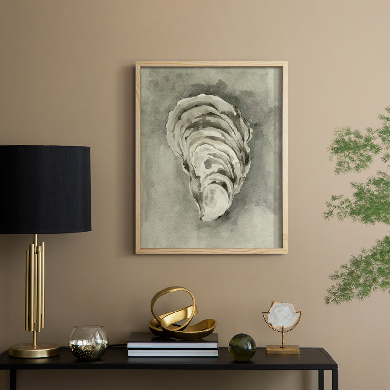 «Neutral Oyster Shell II», reproduction encadrée - bois massif, Naturel, H 11 po x l 9 po