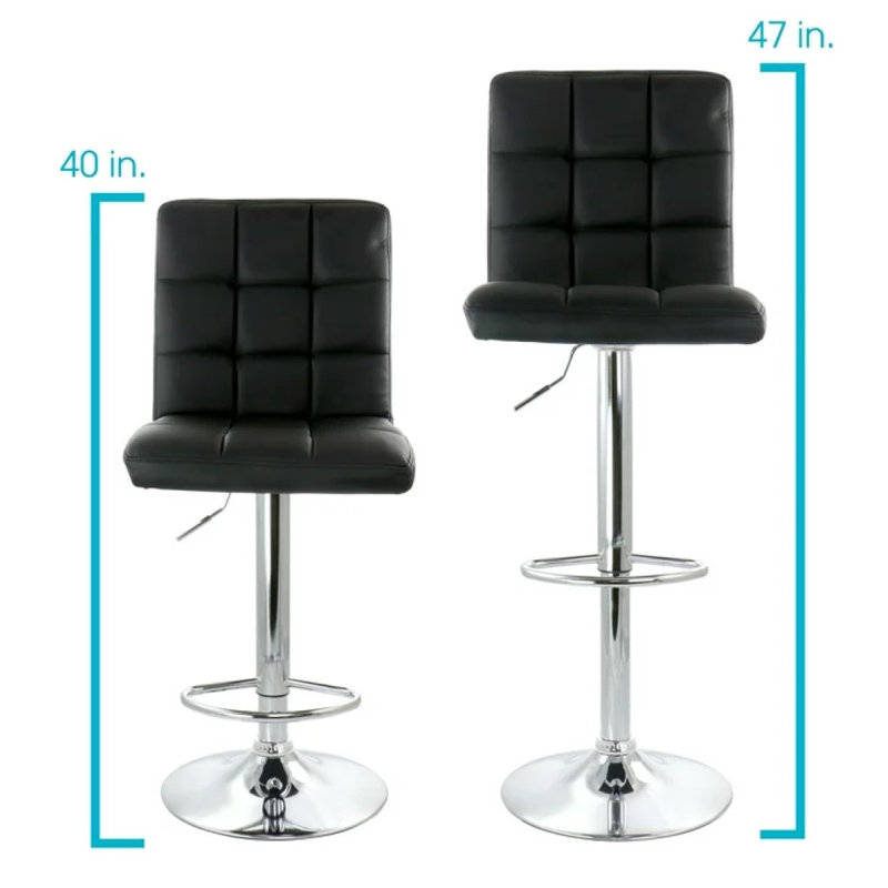 Tabouret de comptoir 2 pièces Tiodoro, Velours noir
