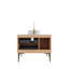 Meuble-lavabo de salle de bain 36 po avec lavabo MUNIN, armoire de rangement autoportante en contreplaqué avec 4 pieds en métal, porte et 2 tiroirs, lavabo en céramique blanche avec motif en pierre, sans robinet, préassemblé, couleur grain de bois de chêne-1480717168