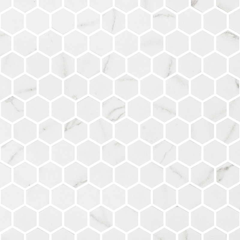 Spectrum Classic Hexagon Recycled Glass Mosaic, Eco Stone Venato