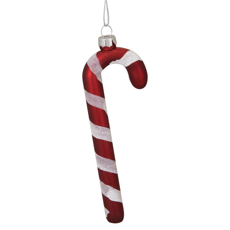 Ornement de Noël canne en verre rouge et blanc 4,25 "