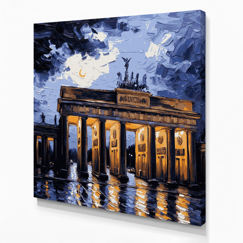 Cities Berlin Germany Gray Canvas Wall Art, 12" H x 12" W