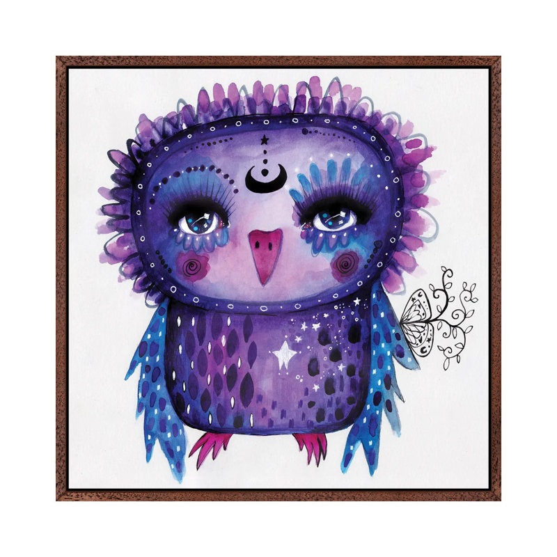 Moon Glow Quirky Bird by Tamara Laporte - Print on Canvas, Classic Brown Wood Framed, 93.98 cm H x 93.98 cm W