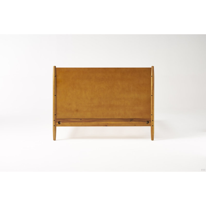 Lit plateforme en bois massif Cohron, Naturel, Lit double
