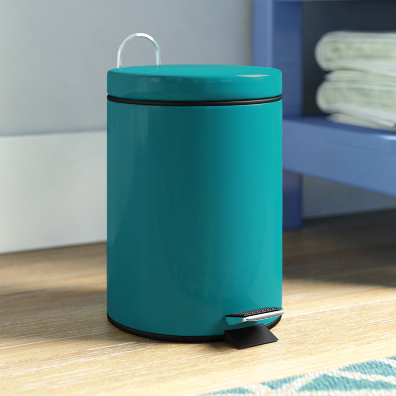 Steel Step On Kitchen Trash Can - 3L, Turquoise
