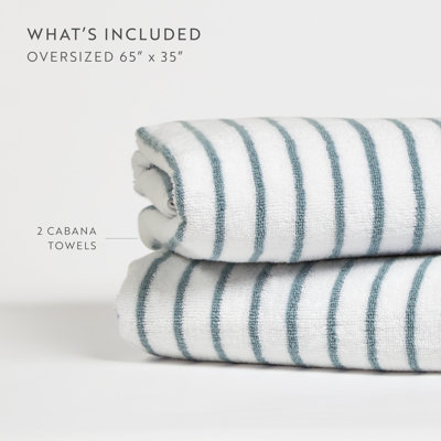 2 Pack Cotton Cabana Stripe Beach Pool Towels