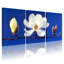 Magnolia Magnolia Bloom sur fond bleu, ensemble de 3 impressions sur toile-1722717205