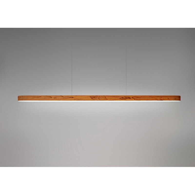 1 - Light LED Pendant, Natural Cherry, Matte White, 98" H x 59.1" W x 2" D
