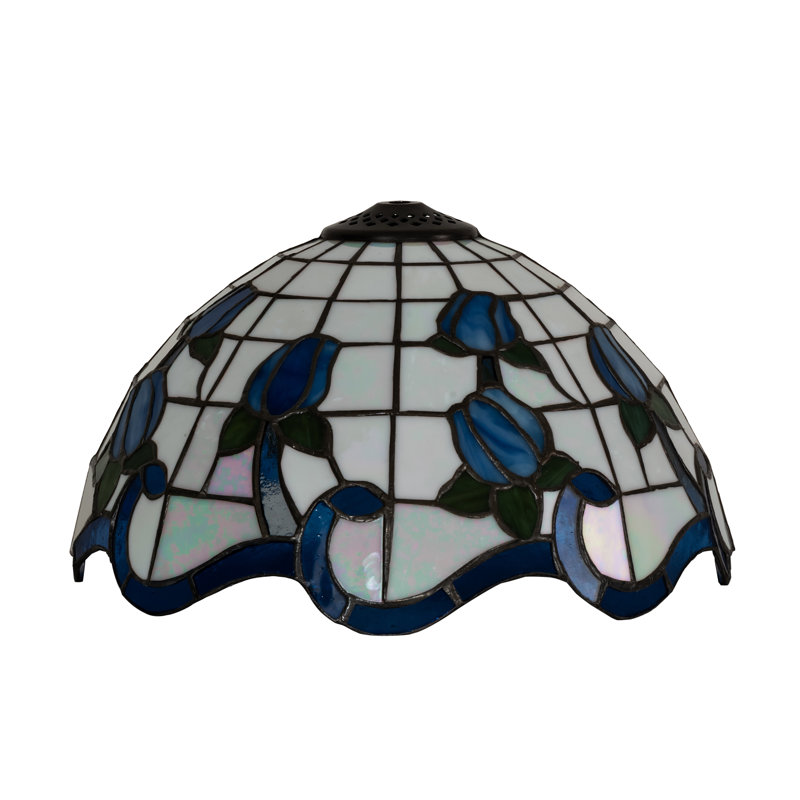 Abat-jour de rose de 12 po de largeur, Bleu / vert / beige / rouge, H 7 po x l 12 po x P 12 po