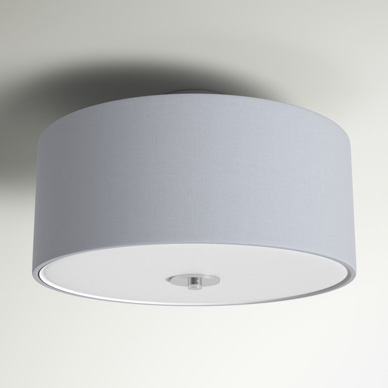 Lembrick Fabric Semi Flush Mount, Satin Nickel