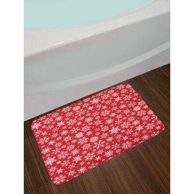 Ambesonne Red Bath Mat by, Various Different Snowflakes with Rich Details Festive Christmas Season in Wintertime, Plush Bathroom Decor Mat with Non Sl -  East Urban Home, 28F417B57FF44FB39F08ADEA0760DDE1