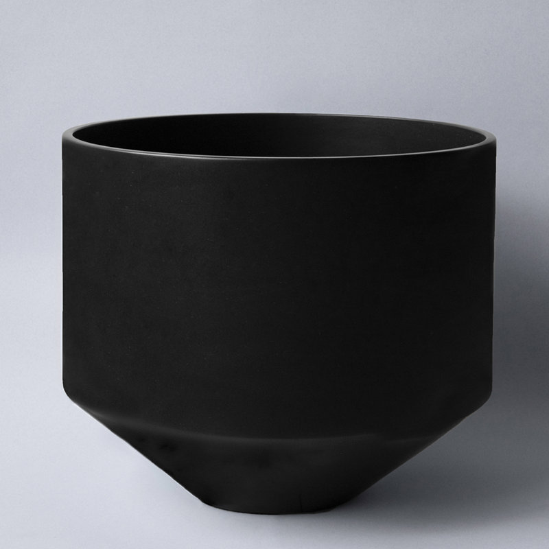 Handmade Ceramic Planter, 12.6" H x 15" W x 15" D, Black
