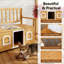 Banc de rangement extérieur en bois massif avec niche pour chien intégrée