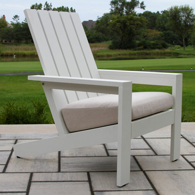 Adirondack Rhys en aluminium blanc avec coussin Sunbrella