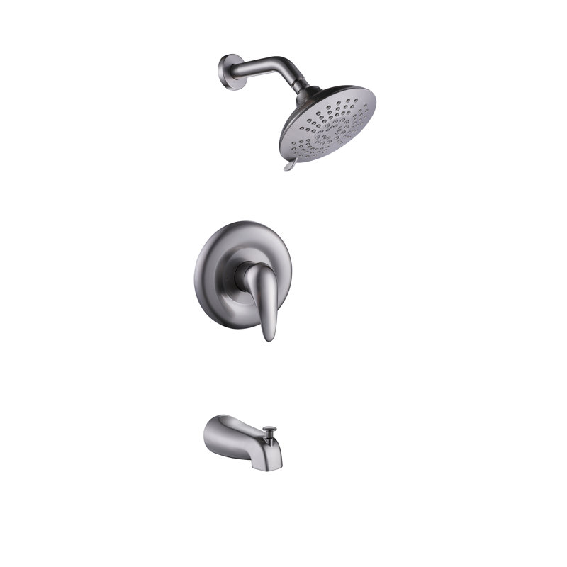 6'' Wall Mounted Shower System With 5 Functions Shower Head And Tub Spout, Polished Chrome