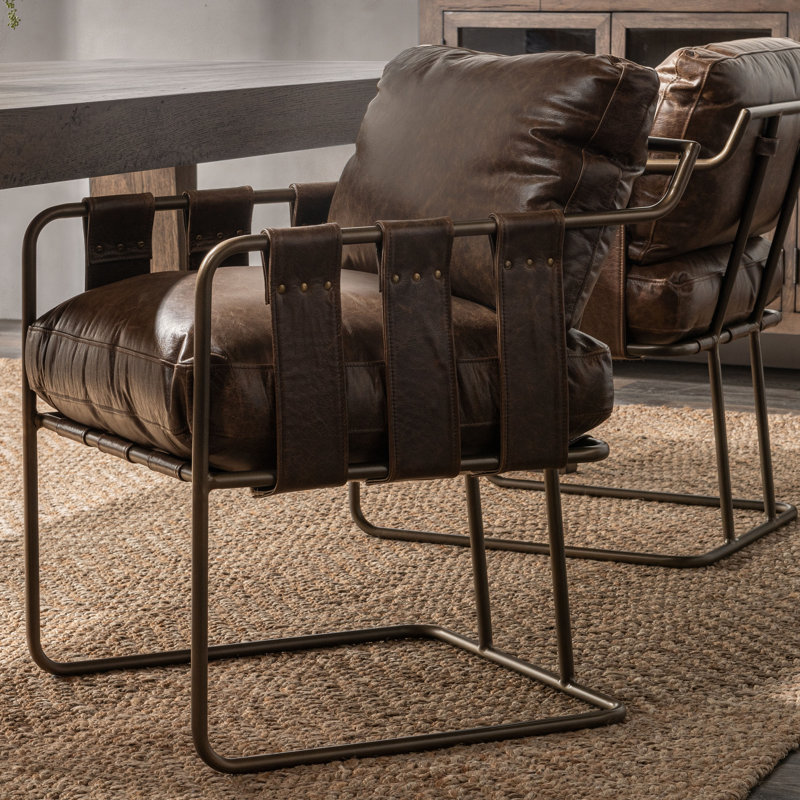Strapling Leather Dining Chair, Cocoa Brown