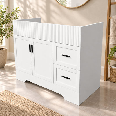 Meuble-lavabo moderne de 42,13 pouces avec 2 tiroirs et portes à fermeture en douceur