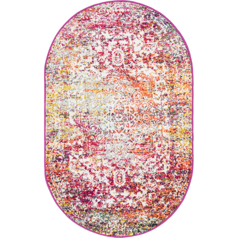 Oriental Area Rug, Oval 99 x 160cm