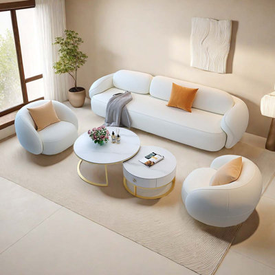Dejavion 4 - Piece Faux Leather Living Room Set