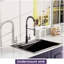 Évier de cuisine 32 po x 22 po en acier inoxydable noir avec robinet, évier d'armoire encastré, système de réduction du bruit