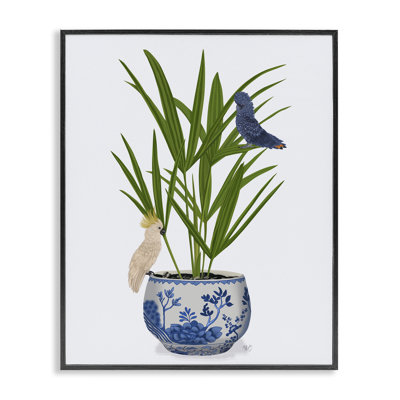 Cockatiels on Planter, estampe numérique encadrée par Fab Funky