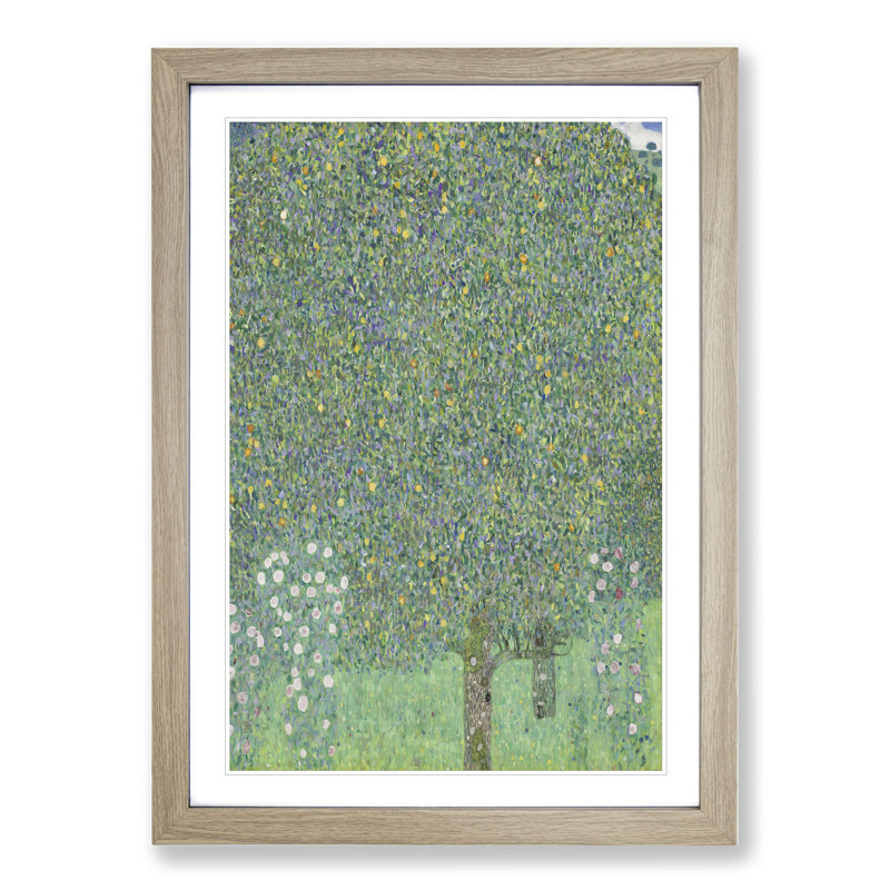 Rosebushes Under the Trees by Gustav Klimt - Picture Frame Painting, 48cm H x 36cm W x 2cm D, Oak Framed