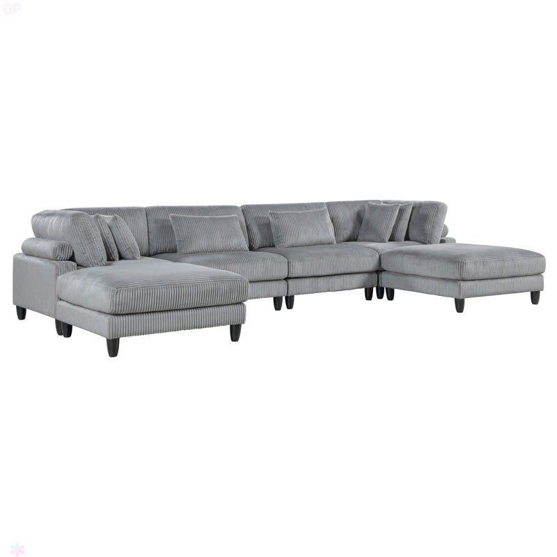 Ensemble de canapé modulaire 6 pièces 6 pièces 2X Fauteuils sans accoudoirs 2X Sièges d'angle 2X Repose-pieds Coussins