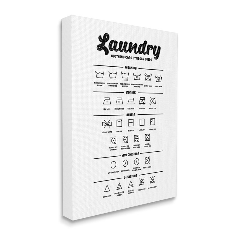 «Minimal Laundry Symbols Guide on Canvas» par Martina Pavlova, H 30 po x l 24 po x P 1,5 po