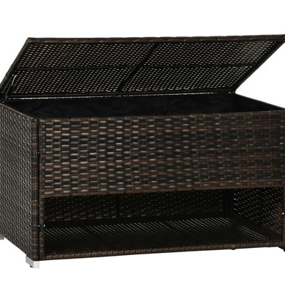 Boîte de terrasse extérieure: outils de rangement et de jardin. , Brun, H 21,25 po. Range-chaussures pratique. À utiliser