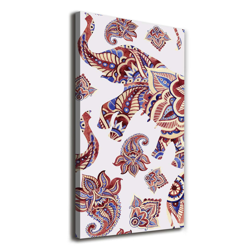 Ethnic Elephant Patterns - Wrapped Canvas Print
