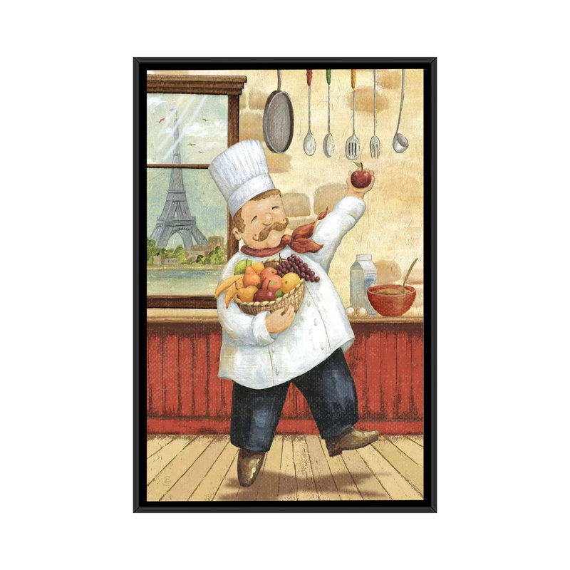 « happy chef i » par daphné brissonnet,, reproduction d’art sur toile, H 60 po x l 40po x P 1,5 po, Toile avec cadre noir