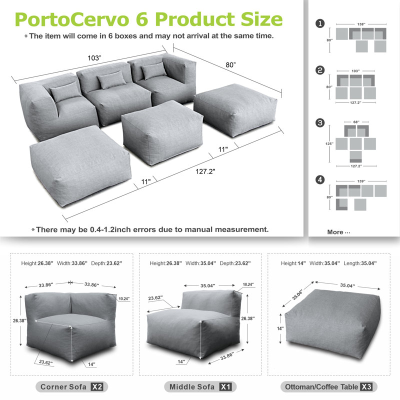 Keloni 3 - Person Modular Patio Conversation Set, Dark Gray