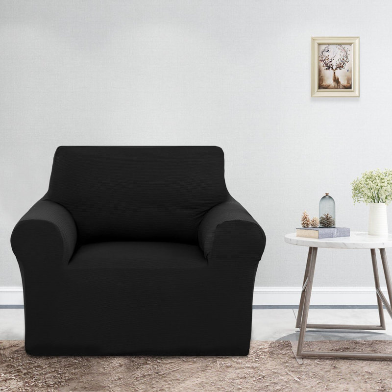 Nirmala Polyester Armchair Slipcover, Black