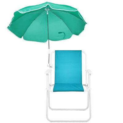 Chaise de plage pliante avec parasol pour adultes, chaise de camping légère et pliable d'une capacité de 265 lb pour le pique-nique de voyage et les activités de plein air, vert menthe