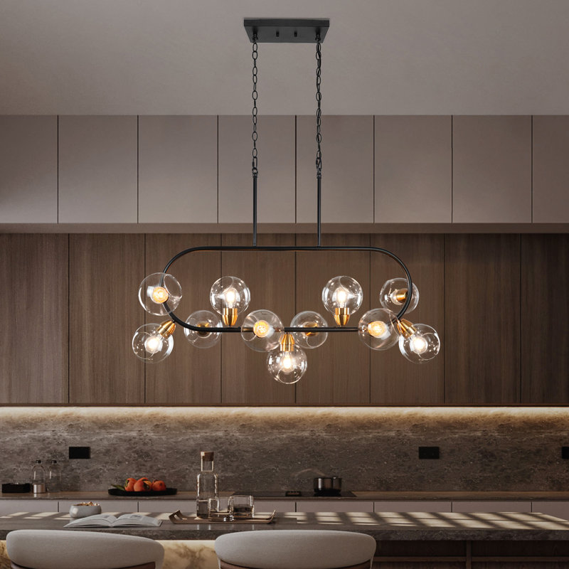 Lustre spoutnik moderne à 11 lumières à intensité variable en verre pour salle à manger