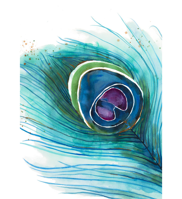 Peacock Feather Closeup - Blue Framed Canvas Home Decor