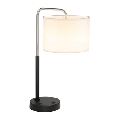Lampe de table de chevet, lampe de table de lecture moderne pour chambre à coucher avec port USB et abat-jour tambour au fini nickel brossé xinbei 08F73243DA194C19949946E6482AC2DE