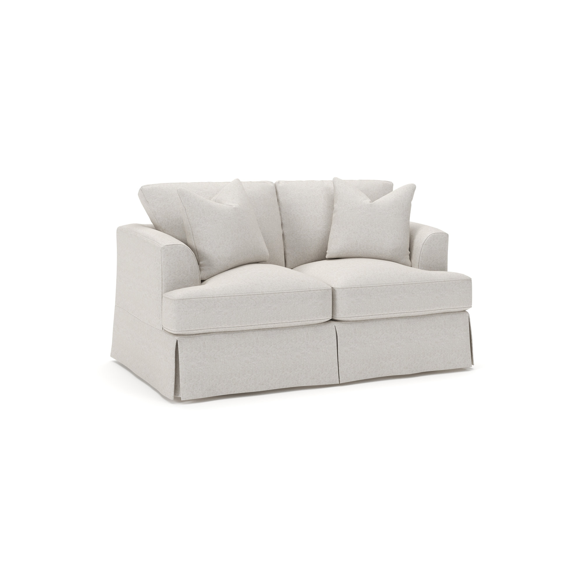Lucia 65.5" Recessed Arm Slipcovered Loveseat, Macarena Light Gray Canvas