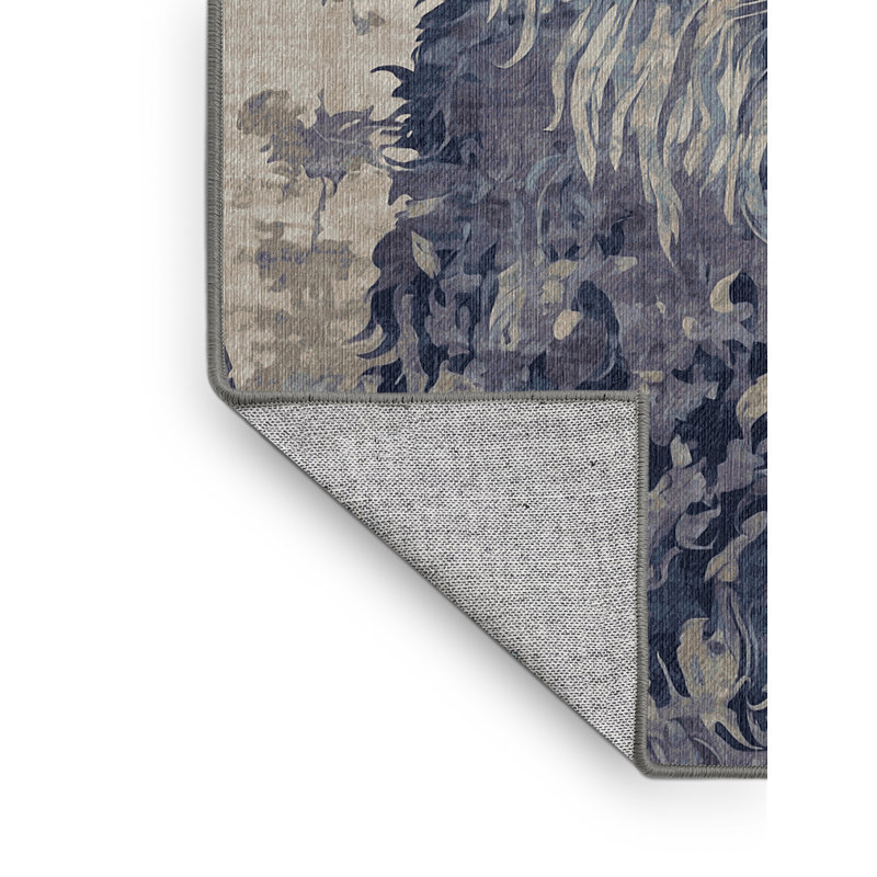 Machine Washable Gray Area Rug, Rectangle 3' x 5'