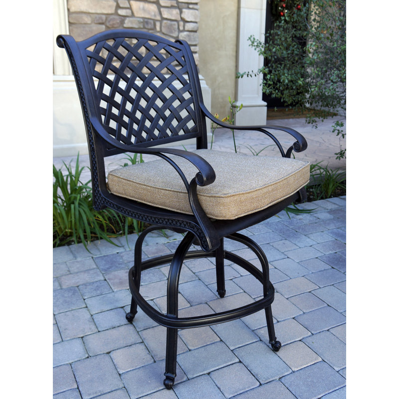 Frazee Metal Outdoor Stool with Cushion, 26" H, 2