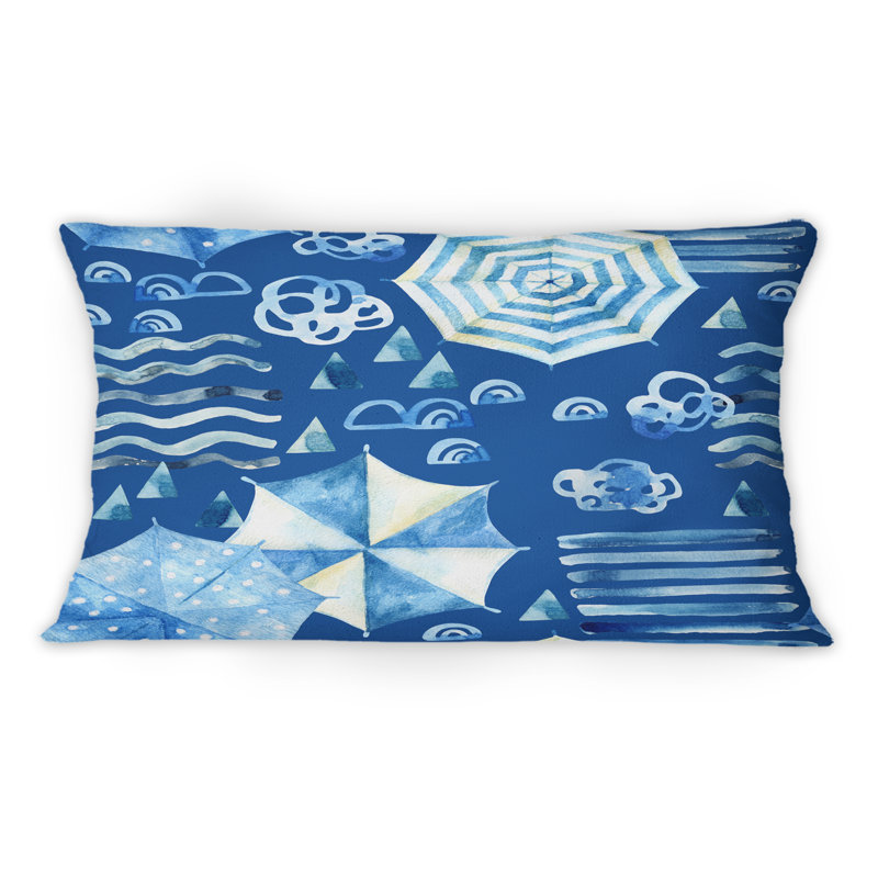 Coussin décoratif à motif vacances V avec soleil et parasol V - 1