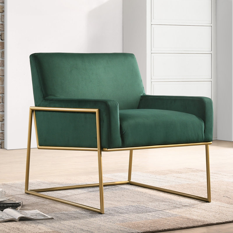Milano Upholstered Armchair, Green Velvet