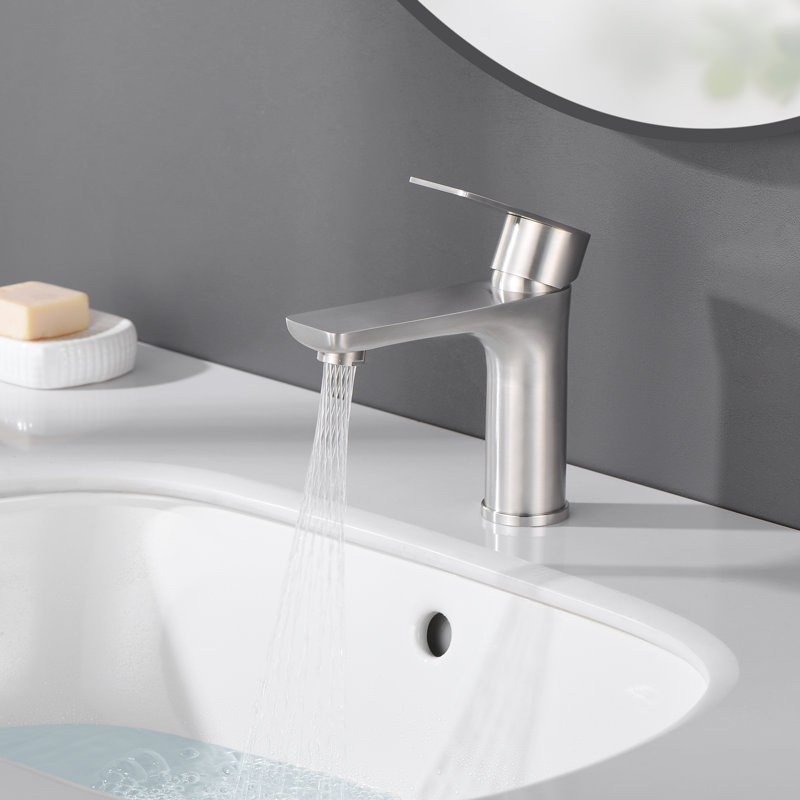 Single-Hole Single-Handle Bathroom Faucet,Deck Mount Bathroom Sink Faucet, Brushed Nickel
