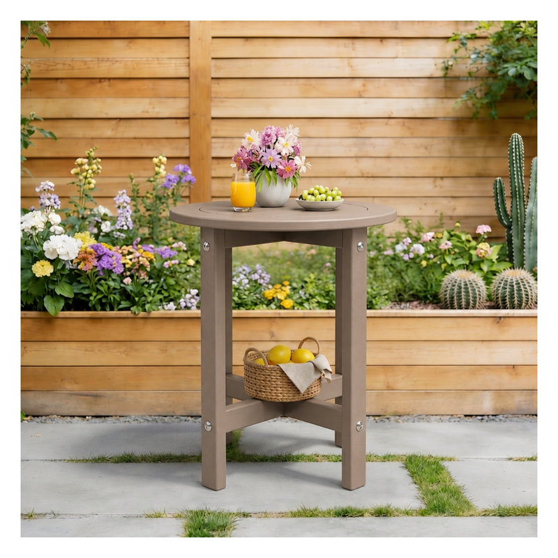 Table d'appoint extérieure en PEHD brun antique, l 15,94 po x P 15,94 po x H 17,71 po
