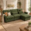 Canapé d'angle modulaire 3 places Chenvera Modern Plush en chenille avec pouf amovible, assise profonde en mousse haute densité, coussins à bords froncés, accoudoirs arrondis, dossier capitonné-1307618715