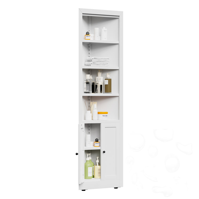 5-Tier Freestanding Bathroom Storage Cabinet With 2 Doors And Adjustable Shelves