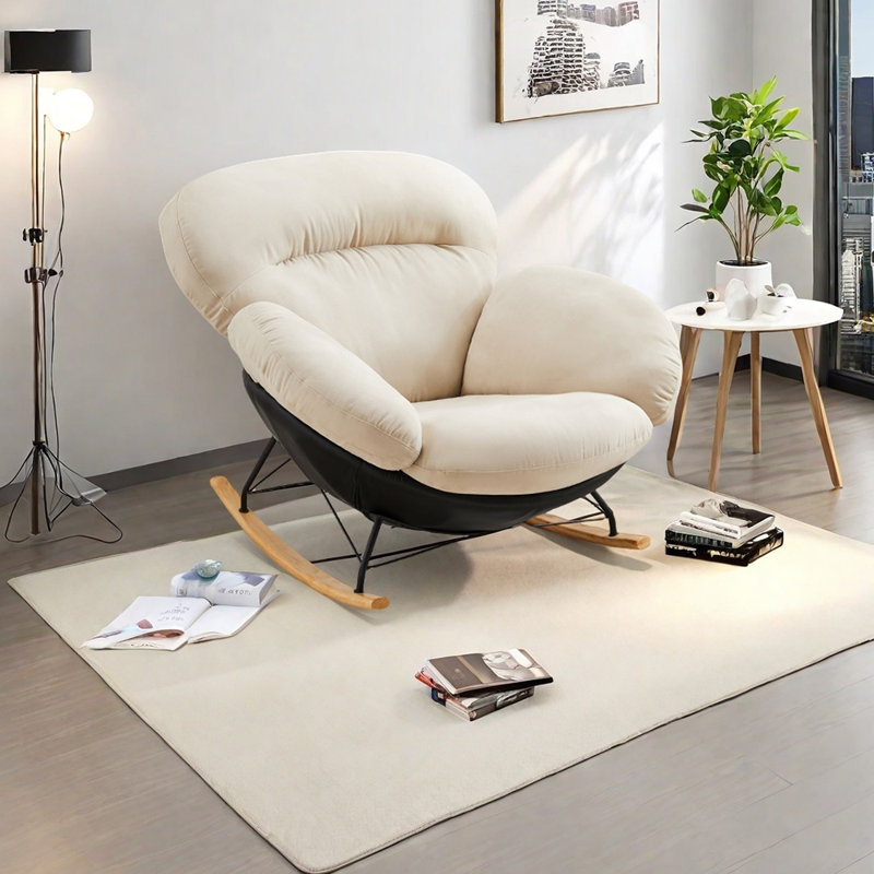 Chaise berçante ergonomique de style minimaliste, Beige/noir