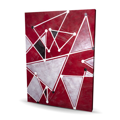 White Triangles on Red Background - Abstract Canvas Art
