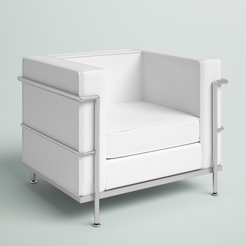 Fauteuil en similicuir avec barre double, Blanc Melrose